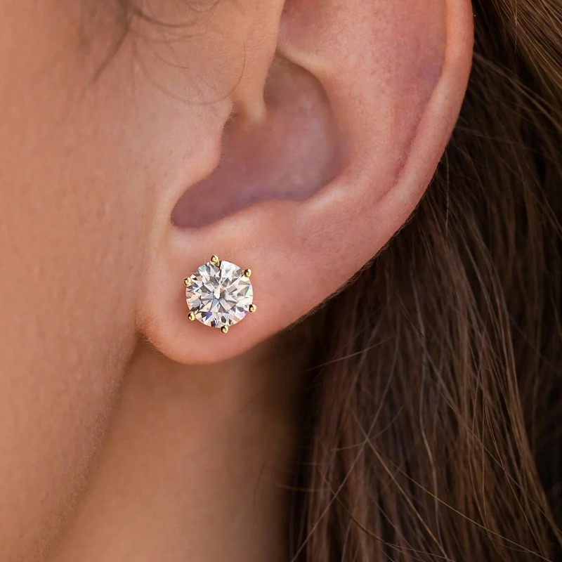 Women's 925 Sterling Silver Moissanite Stud Earrings, Exceptional Gift